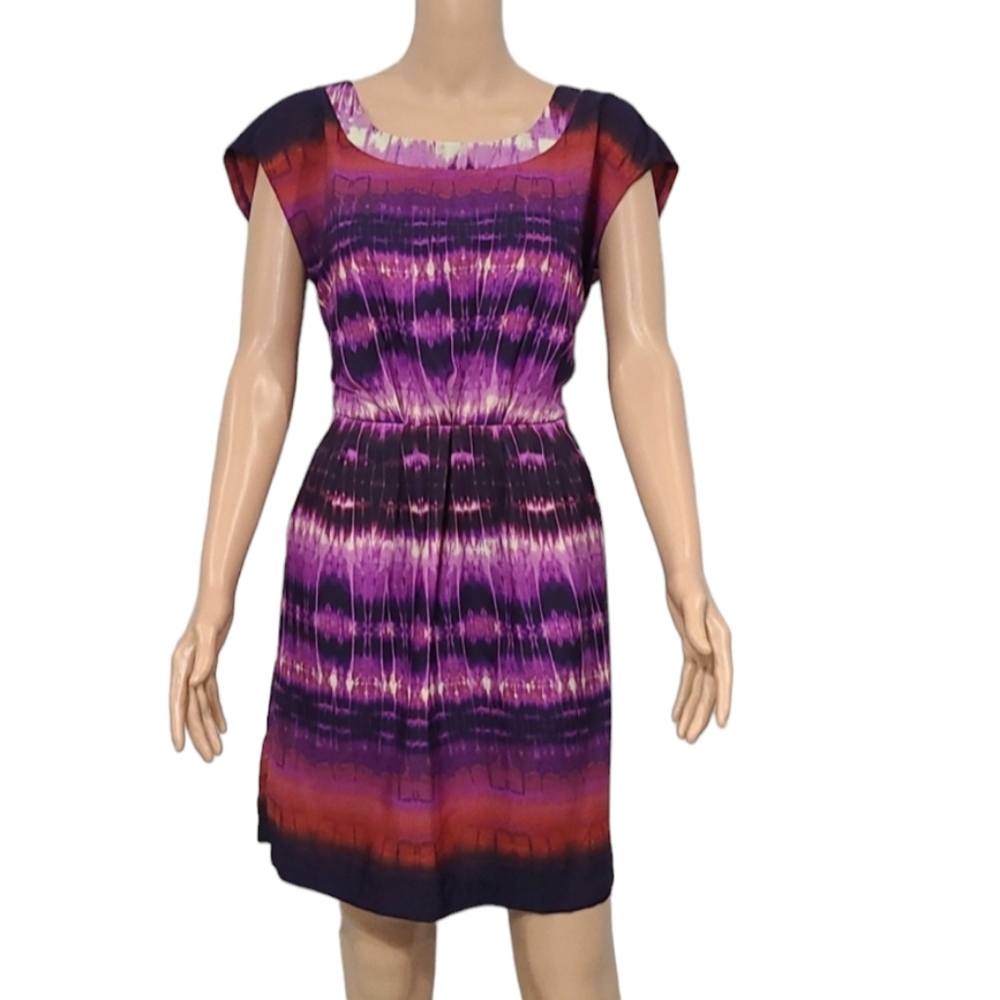 BeBop Womens MULTICOLOR Purple/BLACK Tie-Dye Stylish SPRING SUMMER Dress‎ Size L